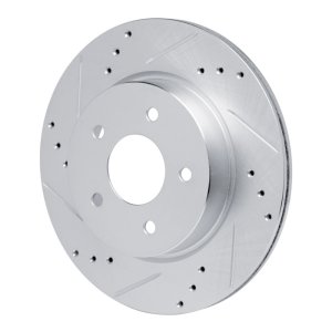 Nissan Rogue Brake Rotor (1) - Rear Left - R1 Concepts - Drilled & Slotted - Silver - `17-`25
